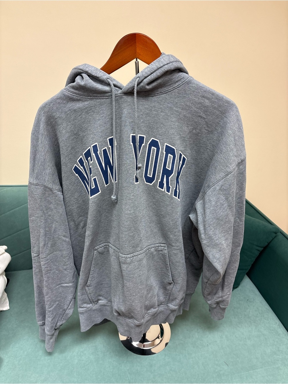 Brandy Melville Gray 'New York' Arch Logo Hoodie